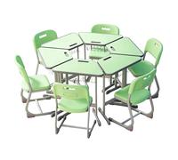 KIBONCY Set scrivania e sedia for aula, scrivanie collaborative for studenti di gruppo con cestello portaoggetti, tavolo da studio ergonomico for la scuola, l'aula e l'apprendimento a casa(E)