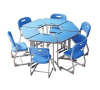 KIBONCY Set scrivania e sedia for aula, scrivanie collaborative for studenti di gruppo con cestello portaoggetti, tavolo da studio ergonomico for la scuola, l'aula e l'apprendimento a casa(D)