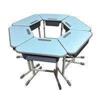 KIBONCY Set scrivania e sedia for aula, scrivanie collaborative for studenti di gruppo con cestello portaoggetti, tavolo da studio ergonomico for la scuola, l'aula e l'apprendimento a casa(A)