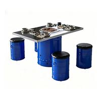 KIBONCY Set tavolo da pranzo e sedie con struttura in ferro, struttura in metallo resistente, mobili moderni facili da pulire for l'uso quotidiano domestico(Blue 120C)