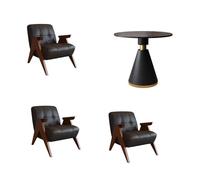 KIBONCY Set tavolo e sedia con accento Mid-Century, poltrona lounge imbottita moderna ed elegante, divano da lettura imbottito in pelle(H)