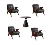 KIBONCY Set tavolo e sedia con accento Mid-Century, poltrona lounge imbottita moderna ed elegante, divano da lettura imbottito in pelle(I)