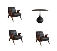 KIBONCY Set tavolo e sedia con accento Mid-Century, poltrona lounge imbottita moderna ed elegante, divano da lettura imbottito in pelle(K)