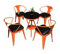 KIBONCY Set tavolo e sedie da bar in stile americano, con un set di tavolo e sedie for il tempo libero quadrato rotondo in ferro e legno in stile industriale retrò(H)