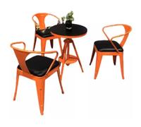 KIBONCY Set tavolo e sedie da bar in stile americano, con un set di tavolo e sedie for il tempo libero quadrato rotondo in ferro e legno in stile industriale retrò(F)