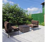 KIBONCY Set tavolo e sedie da tè for balcone, tavolo e sedia moderni e minimalisti for cortile esterno, set di tre pezzi in vimini for cortile esterno for esposizione esterna(A2)