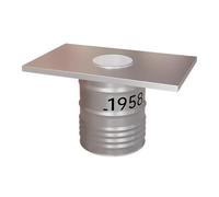 KIBONCY Set tavolo e sgabello industriale retrò in metallo, mobili vintage in tamburo di ferro for l'area di attesa del salone, sedia da pub rustica for caffetteria(B,160 * 87 * 75)