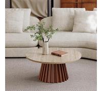 KIBONCY Several combinations of solid wood natural cave stone coffee table edge designer simple size round living room home coffee table(80 * 40cm)