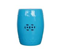 KIBONCY Sgabello a Tamburo in Ceramica Lucida, 12 Colori Design Moneta Cava, Sgabello Multifunzionale per Arredamento Interno Esterno(G)