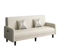 KIBONCY Small Modern Couch, Waterproof Faux Leather Upholstered Sofa with Armrest Bag, with High Density Sponge Cushion for Apartment(A,Widen+2.2m)