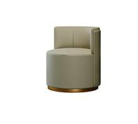 KIBONCY Small Upholstered Accent Chair, Fixed Barrel with PU Leather & Gold Trim, Home Living Room(C)