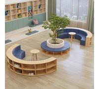 KIBONCY Sofa and Coffee Table Set with Bookcase,Multifunctional Stool Combination,Waterproof Leather Fabric,for Living Room, Lounge & Reception Areas(4)