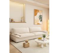 KIBONCY Sofa Couch Living Room Bedroom Small Space Apartment Dorm Cotton Linen Fabric Cat Scratch Resistant Leather(White,XXXX-Large)