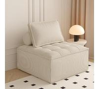 KIBONCY Soft Fabric Modular Single Cube Sofa Chair, Ergonomic Padded Armless Lounge Seat with Matching Back Pillow for Home Relaxation(A,90x90x40cm)