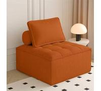 KIBONCY Soft Fabric Modular Single Cube Sofa Chair, Ergonomic Padded Armless Lounge Seat with Matching Back Pillow for Home Relaxation(B,60x60x40cm)