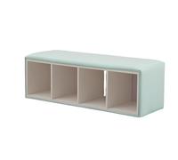 KIBONCY Soft Leather Padded Top Open Grid Bench, Multi Cubby Hidden & Storage Shoe Stool for Living Room Playroom Mudroom Family Use(B,150x40x40cm)
