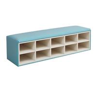 KIBONCY Soft Leather Padded Top Open Grid Bench, Multi Cubby Hidden & Storage Shoe Stool for Living Room Playroom Mudroom Family Use(C,80x40x40cm)