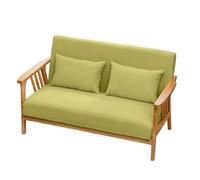 KIBONCY Solid Wood Frame Loveseat Mid-Century Modern 2-Seater Sofa, Fabric Upholstered with Wooden for Living Room(A,73cm)