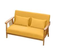 KIBONCY Solid Wood Frame Loveseat Mid-Century Modern 2-Seater Sofa, Fabric Upholstered with Wooden for Living Room(C,185cm)
