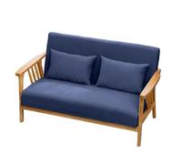 KIBONCY Solid Wood Frame Loveseat Mid-Century Modern 2-Seater Sofa, Fabric Upholstered with Wooden for Living Room(E,185cm)