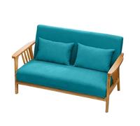 KIBONCY Solid Wood Frame Loveseat Mid-Century Modern 2-Seater Sofa, Fabric Upholstered with Wooden for Living Room(B,160cm)
