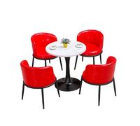 KIBONCY Space-Saving 5-Piece Dining Set, Modern Bistro Table and Chair Vibrant Color Options & Stable Pedestal Base for Small Kitchens, Cafes(L)
