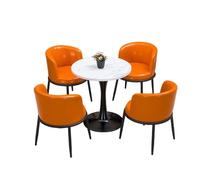 KIBONCY Space-Saving 5-Piece Dining Set, Modern Bistro Table and Chair Vibrant Color Options & Stable Pedestal Base for Small Kitchens, Cafes(G)