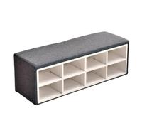KIBONCY Space Saving Cubby Shoe Changing Bench, Multi-Grid Divided Storage Organizer with Soft Padded Seat for Small Hall Bedroom Play Area(B,150x40x40cm)