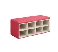 KIBONCY Space Saving Cubby Shoe Changing Bench, Multi-Grid Divided Storage Organizer with Soft Padded Seat for Small Hall Bedroom Play Area(A,200x40x40cm)