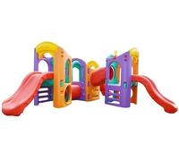 KIBONCY Struttura da Arrampicata Multi-Tunnel for Bambini con Doppi Scivoli, Set Gioco for al Coperto E All'aperto, Grande Centro attività for Il Cortile(C)