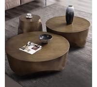 KIBONCY Tavolino Da Caffè Di Lusso Di Forma Irregolare In Acciaio Inossidabile E Bronzo Antico, Tavolo Combinato Con Diverse Altezze for Salotti E Piccoli Appartamenti.(D)