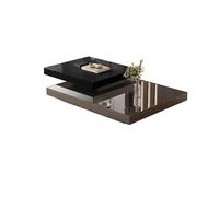 KIBONCY Tavolino da caffè moderno in acciaio inossidabile, tavolo centrale rettangolare a 2 livelli, struttura in metallo resistente for soggiorno, decorazioni for la casa facili da pulire(Black)