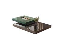 KIBONCY Tavolino da caffè moderno in acciaio inossidabile, tavolo centrale rettangolare a 2 livelli, struttura in metallo resistente for soggiorno, decorazioni for la casa facili da pulire(Green)
