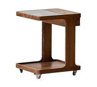 KIBONCY Tavolino divano in legno con scomparti portaoggetti,tavolino a forma C for divano,scorrevole sotto il tavolo,mobili stretti for piccoli spazi,tavolino snack/compatto