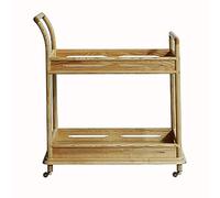 KIBONCY Tavolo da divano, carrello in legno massiccio con ruote, macchina da tè a due piani, tavolino da caffè in fattoria con scaffale, caffè mobile domestico e reception(White wax wood)