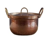 KIBONCY Thick Hammered Copper Soup Pot Handcrafted Kitchen Cookware with Lid Purple for Home Diameter 19.5cm(for Gas)