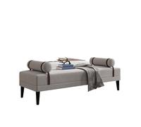 KIBONCY Upholstered Bed Bench with Leather Accents Modern Accent Seat for Bedroom, Living Room, Entryway - Sturdy Solid Wood Legs(C,200x60x45cm)