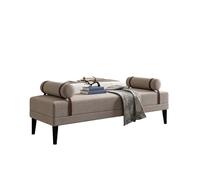 KIBONCY Upholstered Bed Bench with Leather Accents Modern Accent Seat for Bedroom, Living Room, Entryway - Sturdy Solid Wood Legs(E,190x60x45cm)