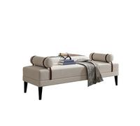 KIBONCY Upholstered Bed Bench with Leather Accents Modern Accent Seat for Bedroom, Living Room, Entryway - Sturdy Solid Wood Legs(A,190x50x45cm)