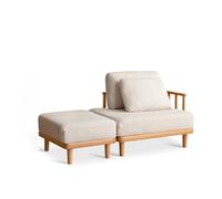 KIBONCY Upholstered Chaise Lounge Chair Indoor with Ottoman Boucle Modern and Simple Solid Wood Single Sofa,Small Couch for Bedroom(6)