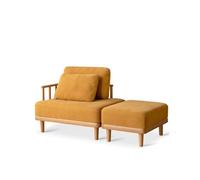 KIBONCY Upholstered Chaise Lounge Chair Indoor with Ottoman Boucle Modern and Simple Solid Wood Single Sofa,Small Couch for Bedroom(9)