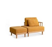 KIBONCY Upholstered Chaise Lounge Chair Indoor with Ottoman Boucle Modern and Simple Solid Wood Single Sofa,Small Couch for Bedroom(5)