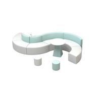 KIBONCY Upholstered Configurable Curve Accent Ottoman Seating Set Double Sided Sofa Back to,Scratch-Resistant Waterproof Leather for Hotel Lobby, Office(2)