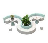 KIBONCY Upholstered Configurable Curve Accent Ottoman Seating Set Double Sided Sofa Back to,Scratch-Resistant Waterproof Leather for Hotel Lobby, Office(6)