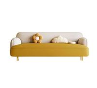 KIBONCY Upholstered Sofa Modern 3-Seater Rounded,Stain-Resistant Leather with Edges Family-Friendly for Family Living Room(A,80cm)