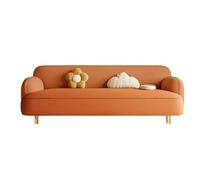 KIBONCY Upholstered Sofa Modern 3-Seater Rounded,Stain-Resistant Leather with Edges Family-Friendly for Family Living Room(D,80cm)