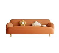 KIBONCY Upholstered Sofa Modern 3-Seater Rounded,Stain-Resistant Leather with Edges Family-Friendly for Family Living Room(D,210cm)