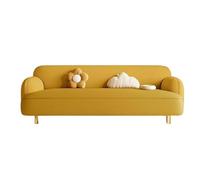 KIBONCY Upholstered Sofa Modern 3-Seater Rounded,Stain-Resistant Leather with Edges Family-Friendly for Family Living Room(E,125cm)