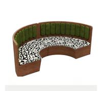 KIBONCY Vintage Channel Tuft Curved Corner Restaurant Booth, Geometric Solid Wood Upholstered Dining Chair, Cafe Banquette Seating Set for Bistro Coffee Shop(C)