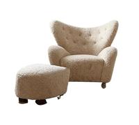 KIBONCY Wingback Accent Chair, Fabric Club, Upholstered Armchair,Reading Soft Cushion Seating, Comfy Lounge for Living Room(C)